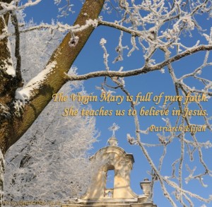 The Virgin Mary is full of pure faith...
